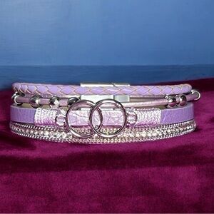 Purple Braided Wrap Bracelet w/ Charm & Magnetic Clasp